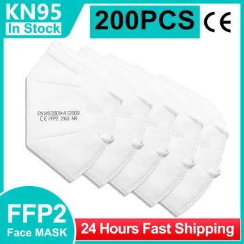 

Hot! 200Pcs FFp2 Face KN95 mask Facial Masks Filter breathable mouth mask 95% PM2.5 Anti Dust Protective Masque FFP2 Masks CE