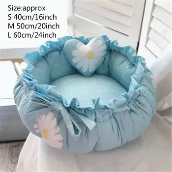 

Princess Style Sweety Pet Dog Bed Cat Bed House Cushion Kennel Pens Sofa With Pillow Warm Sleeping Bag New Arrival 1PC