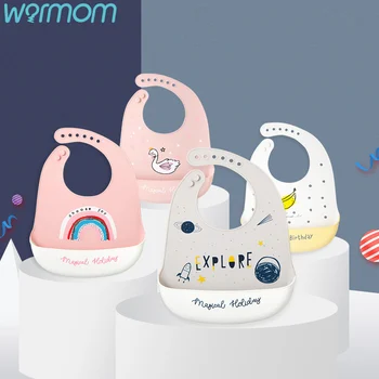 

WARMOM Cartoon Baby Bibs Waterproof And Oil Proof Bibs Safe Material Feeding Tool Easy to Clean Soft Silicone Convenient Bibs