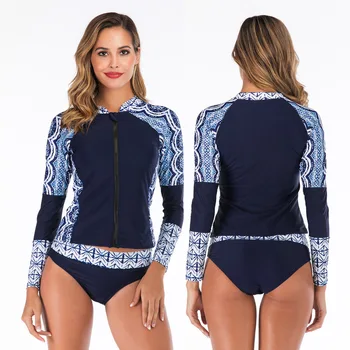 

Long Sleeve Swimming Suit For Women Swimsuit Female Fused Swimwear Surf Animal Spandex Sierra Surfer Plus Size Rash Guard