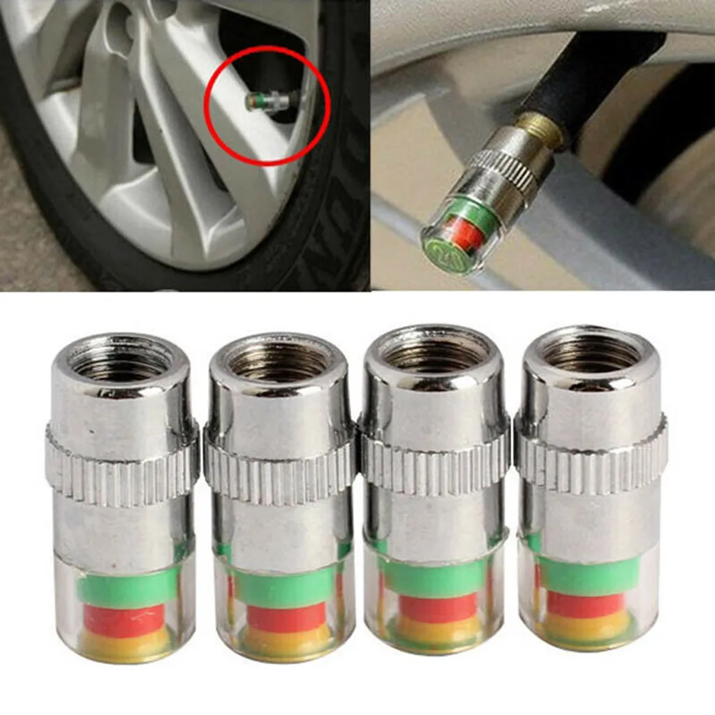 4 шт. индикатор давления в шинах клапан стволовых колпачков хромированный металл Избегайте преждевременного износа шин автомобильные аксессуары# LR25
