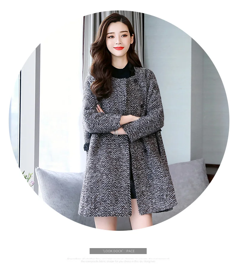 Женская шерстяная куртка средней длины с леопардовым узором, свободный крой, корейский стиль, осень и зима, стиль, плюс хлопок, с оборками, Woo