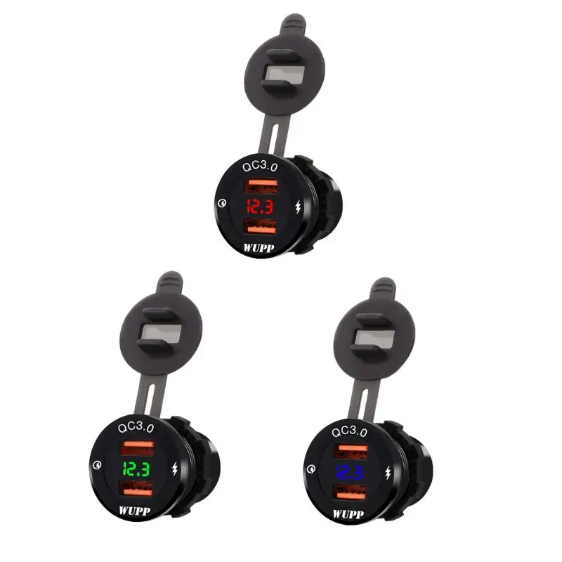 12 В/24 В алюминиевый водонепроницаемый двойной QC3.0 USB быстрое зарядное устройство адаптер питания с светодиодный вольтметр для автомобиля морской лодки