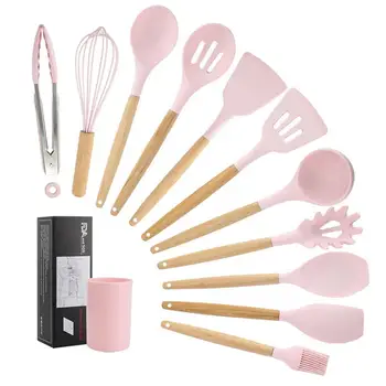 

11Pcs Silicone Cookware Set Heat Resistant Non-stick Safe Cooking Baking Tool Kit Utensils Kitchen Accessories With Storage Box