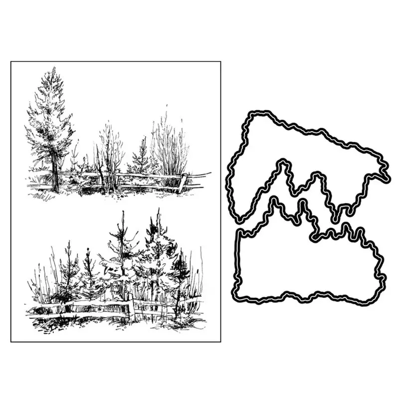 

Lush Forest Tree Metal Cutting Dies And Clear Stamp Set For DIY Scrapbooking