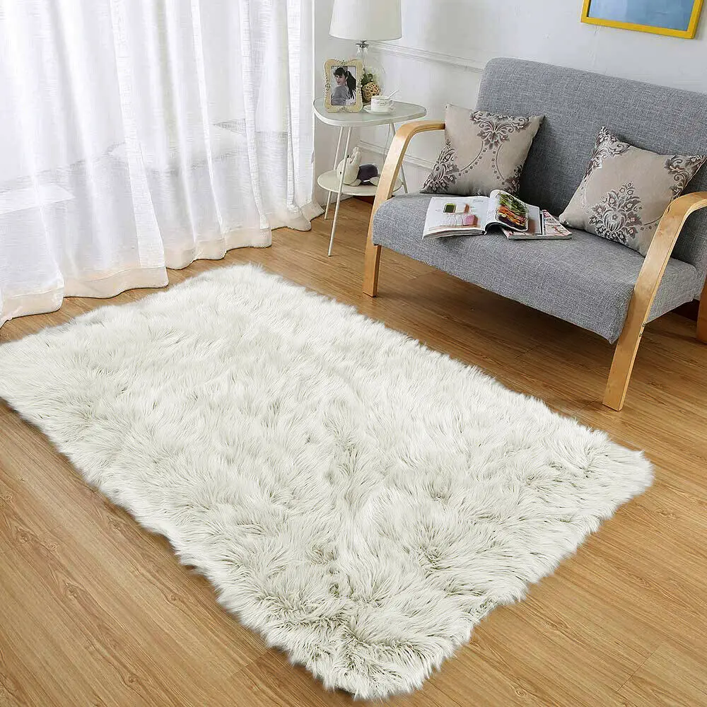 Large Faux Fur Sheepskin Rug Fluffy Mat Room Sofa Bed Hairy Shaggy Floor Carp 