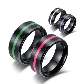 

Titanium Steel Fashion Jewelry Gun Black Four-color Epoxy Glue Ring Men and Women Index Finger Couple Ring