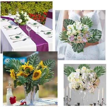 

72 Pieces Romantic Wedding Artificial Plants Palm Leaves With Stems Tropical Leaves Faux Jungle Leaves For Party Decorations
