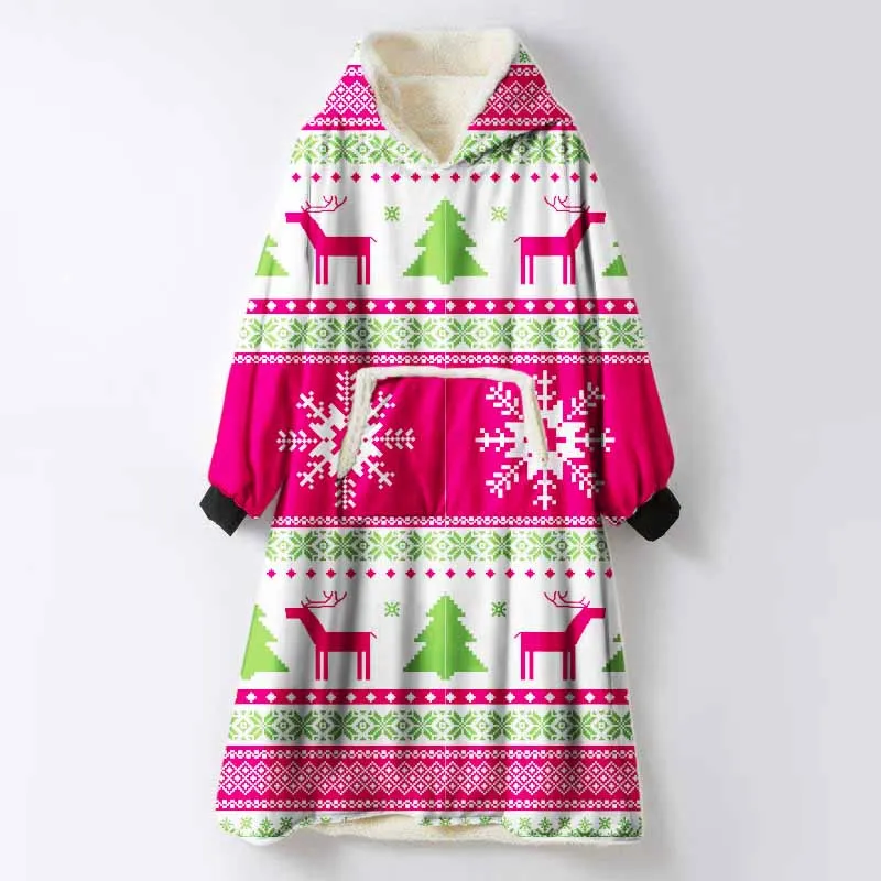 Merry Christmas Лось с капюшоном одеяло для взрослых толстый дорожный свитер кровать диван одеяло с рукавами верхний пуловер с капюшоном плед