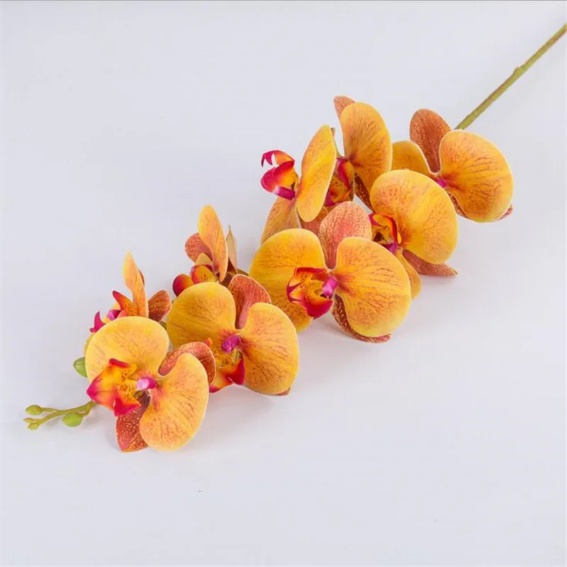10 шт. Искусственные цветы орхидеи фаленопсис Настоящее прикосновение латекс высокое качество Бабочка орхидеи стволовые растения Силиконовые Цветы