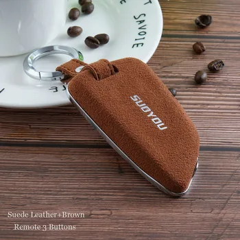 

Key Skin Case Shell Fob Cover Set Suede Leather for BMW E53 E83 E90 E39 E46 3/4 Buttons Remote Smart Protect fob Car Styling