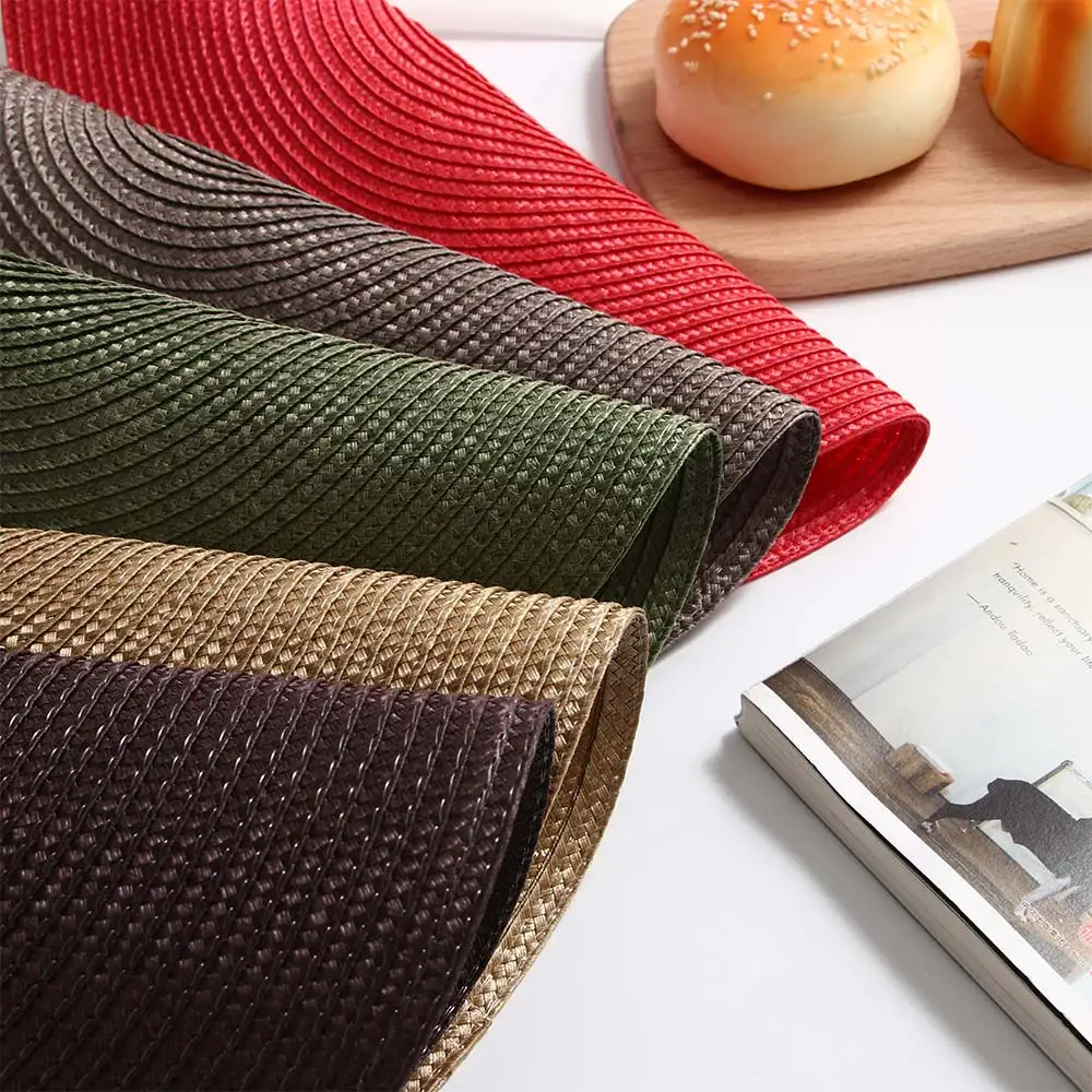 Round Weave Placemat Dining Table Mats Simple Style Non-Slip Heat Resistant Coaster Cushion Kitchen Party Decoration