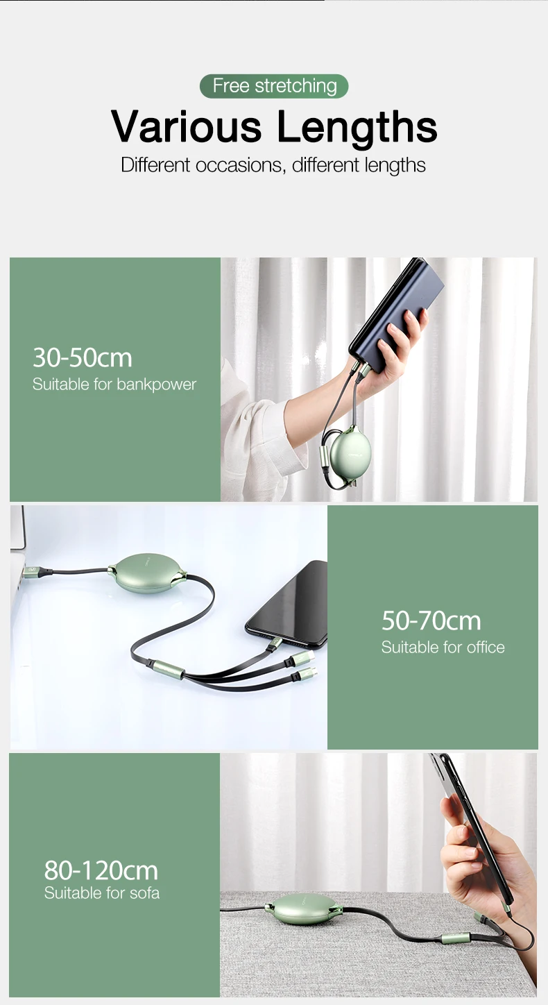 Cafele 3 в 1 Выдвижной USB кабель для iPhone XR 11 Micro usb type C кабель для huawei samsung Xiaomi Быстрая зарядка провод зарядного устройства