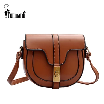 

Funmardi Fashion Crossbody Bag For Women Shoulder Bag PU Leather Saddle Bags Lock Design Flap Bag Vintage Small Bag WLHB2157