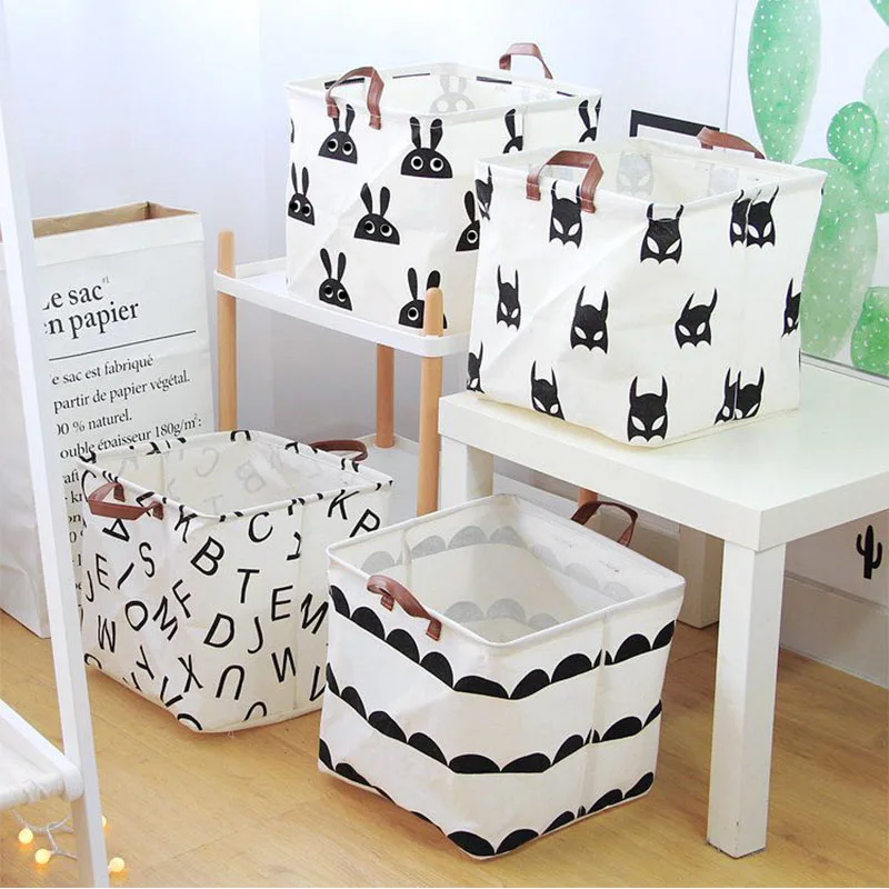  Storage Basket for Toys Stationery Cosmetic Organizer Desktop Bag Nordic Style Cotton Linen Waterpr