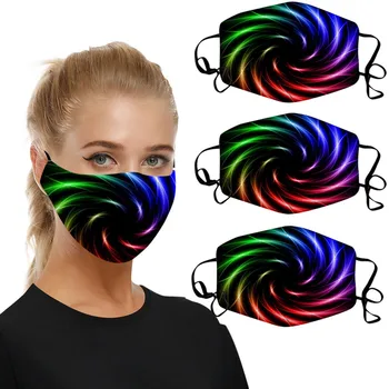 

3pc Mouth Masks Protection Unisex Adults Face Mask Washable Breathable Earloop Cartoon Print Mascarillas For Man And Women