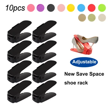 

10pcs Adjustable Shoe Rack Set Durable Organizer Shoes Footwear Support Slot for Cabinet Closet Stand Shoe Storage Space Save