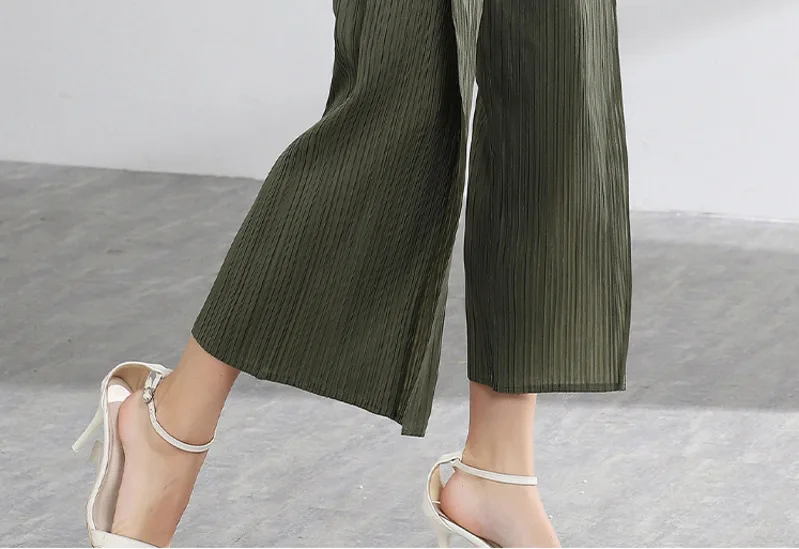 Fashion Tide Spring Summer Pants For Women Fashon New Patchwork Directly Pleated Trousers Casual All-match Elasic Bottoms YH317