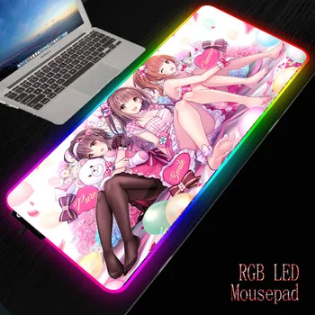 

Japanese Cartoon Anime Girl Mousepad RGB LED Mousepad XL Large Desk Mat Computer Keyboard Play Mat Mause Carpet Gaming Mouse Pad