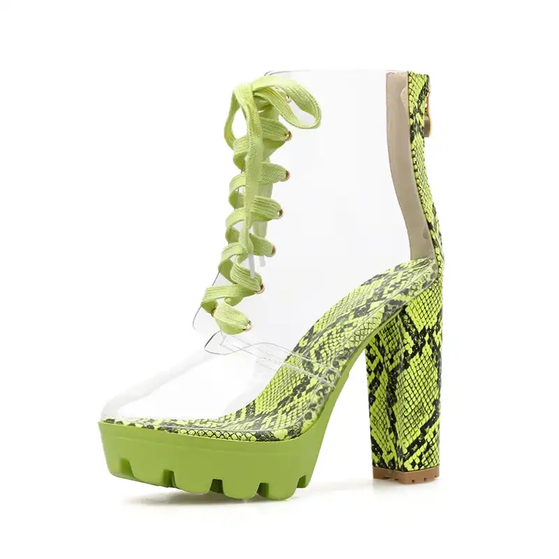 Meilikelin 2020 mais novo limpar botas sexy lae up plataforma de salto alto  tornozelo botas de pele de cobra verde padrão botas cavaleiro sapatos de  primavera|Botas torn.| - AliExpress