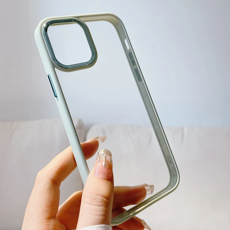 ins Metal lens anti-fall bumper Clear armor case for iphone 13 13Pro 11 12 12Pro Max X XR Transparent Shockproof back cover