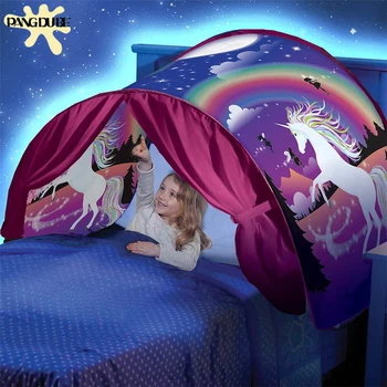 Dropshipping Kids Bed Tent Children Dream Bed Tents With Storage Pocket Girl Bed Tent Kids Room Decor Kid Toys Gift 2