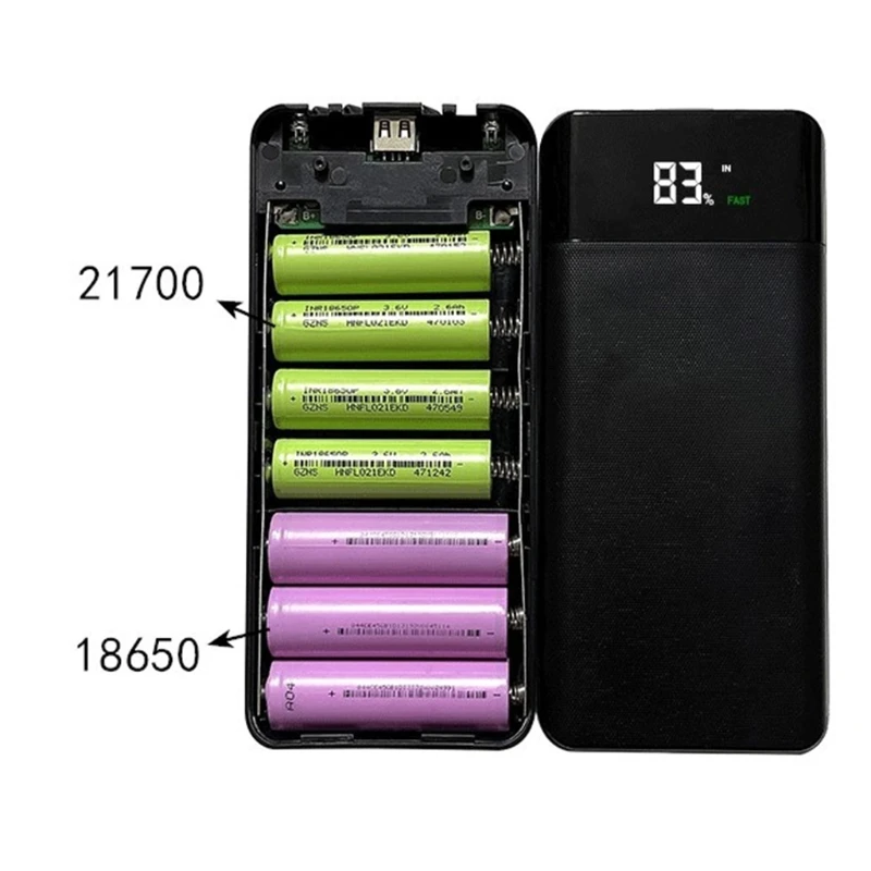 usb battery pack 2021 New QC3.0 FAST Charge LCD Battery Case Power Bank Shell 14x18650/18700/20700/21700 best power bank for mobile