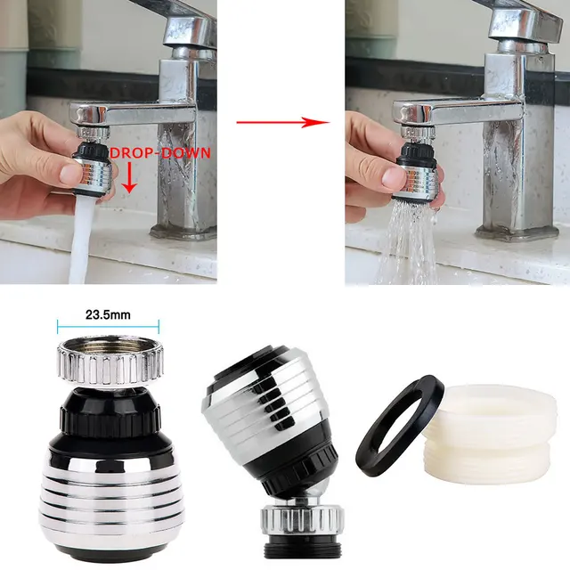 360 Degree Swivel Kitchen Faucet Aerator Clean Adjustable Dual Mode Sprayer Filter Diffuser Water Saving Nozzle Faucet Connector 4
