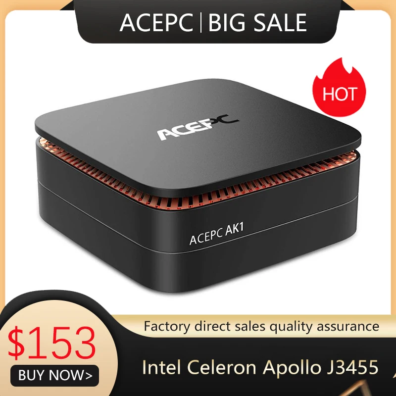ACEPC AK1 Windows10 мини ПК Intel Celeron Apollo J3455 8 Гб RAM 128 ГБ DDR3L SSD BT 4 2 Office HDMI WiFi4K USB3.0 Mini Comput|Мини