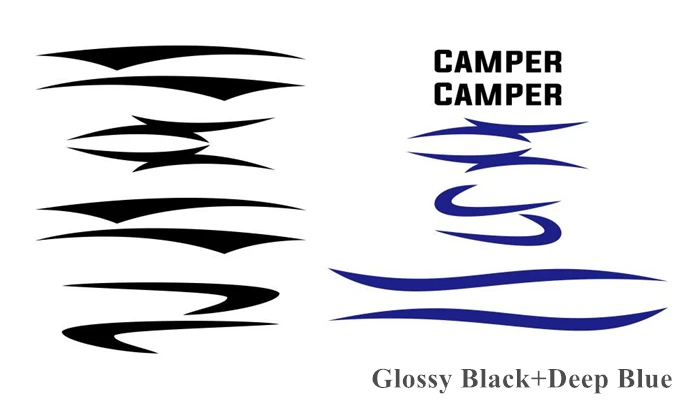 Black-Deep Blue 1 комплект для дома на колесах, трейлер для путешествий, кемпер, Лошадиная коробка для автомобиля, спортивные полосы, графика, виниловые наклейки, авто тело, двусторонний декор, наклейка - Название цвета: Black-Deep Blue