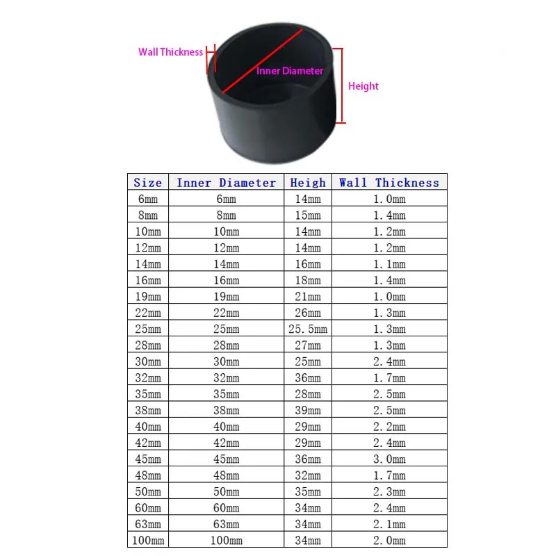 Рисунок 3 - 6 мм ~ 63 мм черный для ножек стола