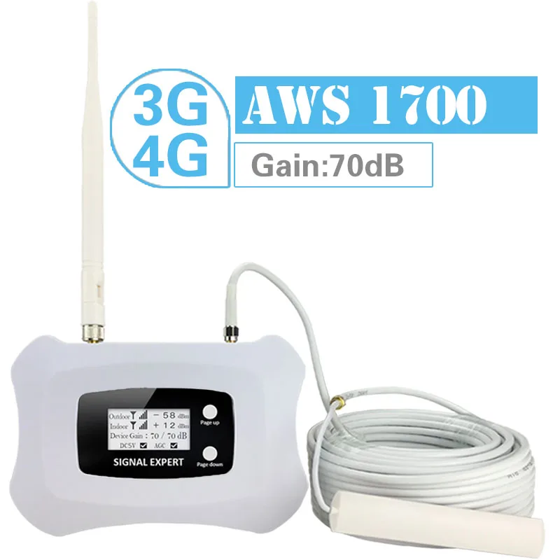 4G AWS 1700 2100 мобильный телефон усилитель сигнала AGC ЖК дисплей Дисплей 70dB 4 аппарат