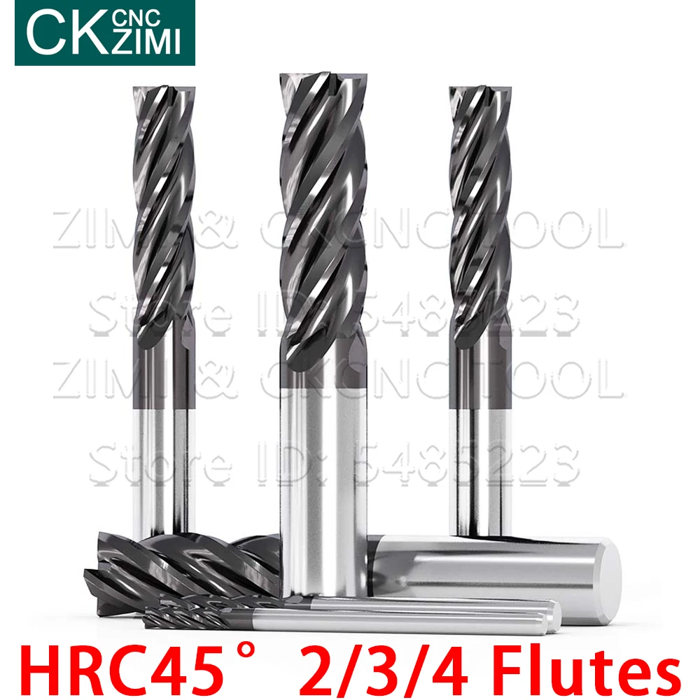 

HRC45 2F 3F 4F Flute 1mm-20mm Alloy Carbide Milling Tungsten Steel Milling Cutter End Mill Wood Cutter End mill Cutting Tools