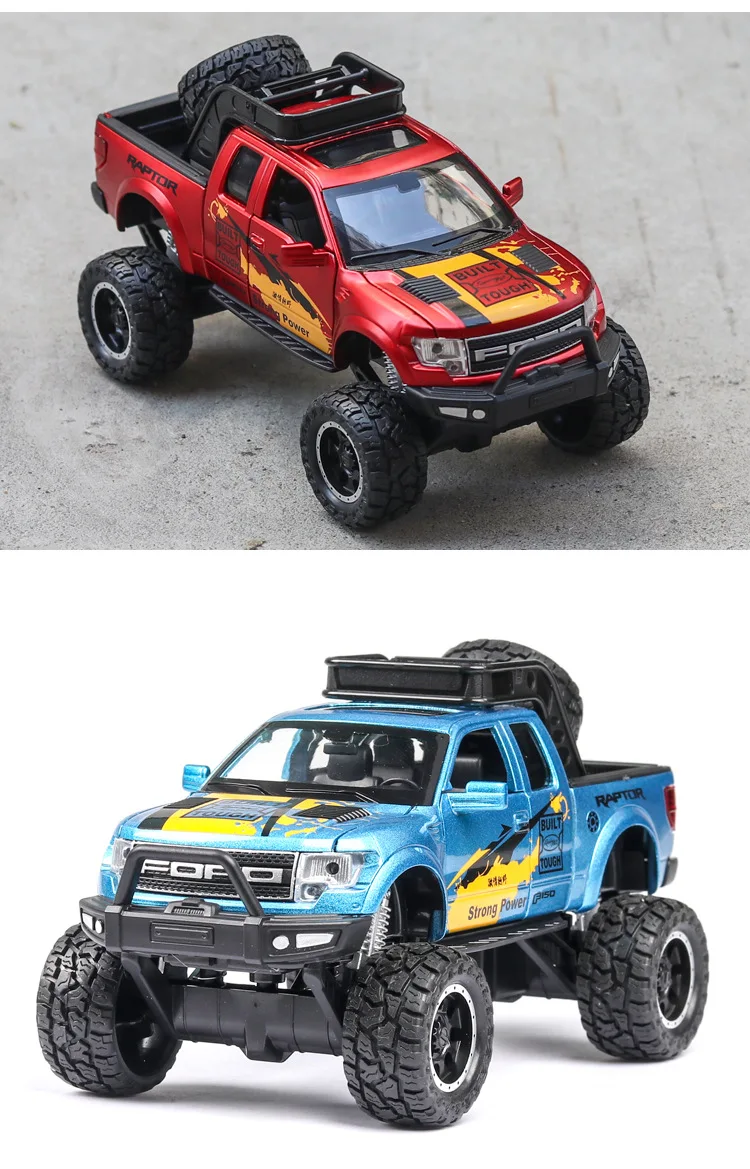 Горячая масштаб 1:32 колеса литья под давлением автомобиль Ford F-150 пикап Raptor металлическая модель с светильник