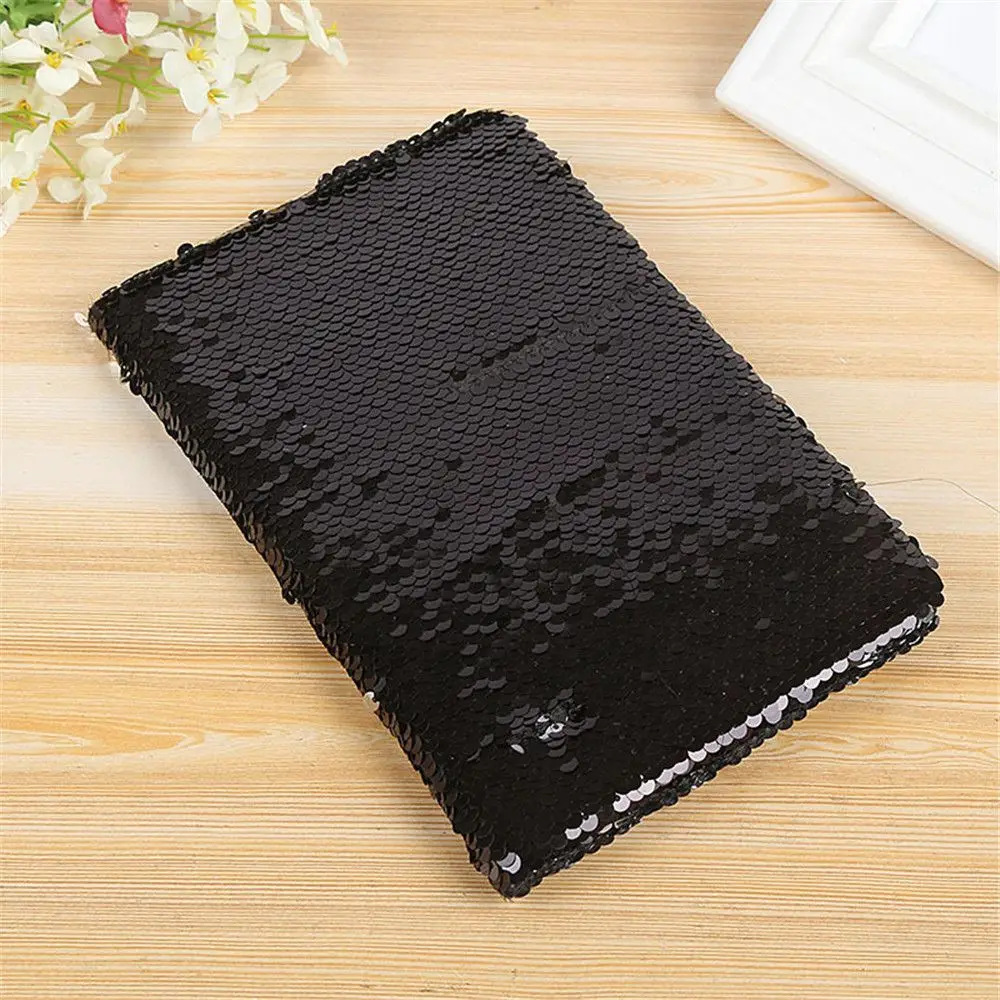 80 Sheets Fashion Creative Sequins A6 Notebook Monthly Planner Agenda Organizer Diary Kawaii Stationary Office School Supplies - Цвет: black