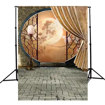 

3x5FT Retro Vinyl Photography Backdrop Photo Chinese Antiquity Moon Mid-autumn Festival Studio Prop Background