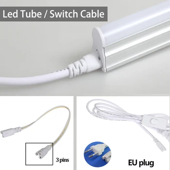 T5 Led Buis Licht 220V Kabel Schakelaar Aansluiten Kabel Voor Geïntegreerde Buis Wandlamp 220V 30 Cm 50 cm 180 Cm Eu Plug Thuis Licht