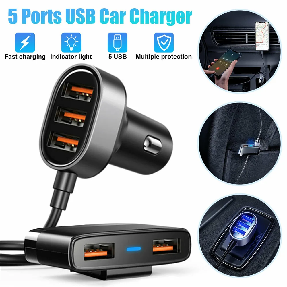 6,2 A 5 Anschlüsse USB Autoladung Schnelles Aufladen für iPhone 12 Xiaomi Huawei Handy-Ladeadapter im Auto_voghion.com