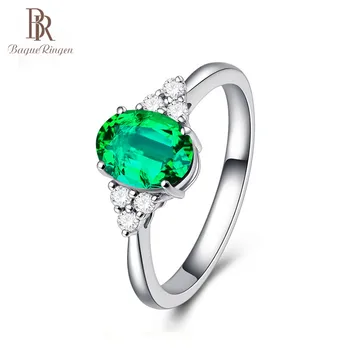 

Bague Ringen 925 Sterling Silver Created Emerald Opening Adjustable Rings for Women Wedding Engagement Green Gemstone Ring Gift