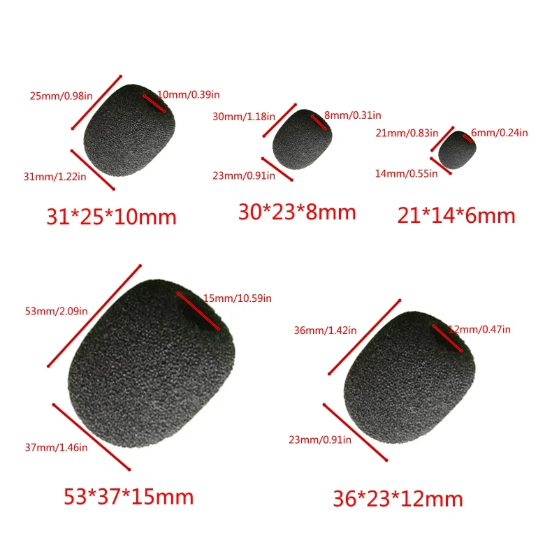 

10pcs Headset Replacement Cover Gooseneck Sponge Foam Microphone Windscreen E65C