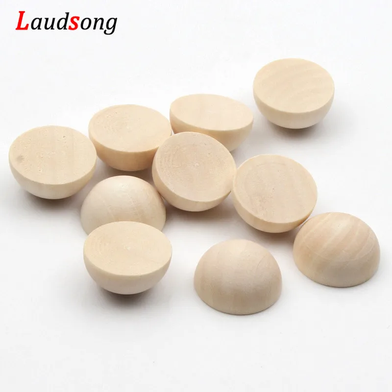 15-40mm Natural-Color Half Round Flatback Nonporous Wood Beads Unfinished Lead-free Wooden Beads For Jewelry Making DIY