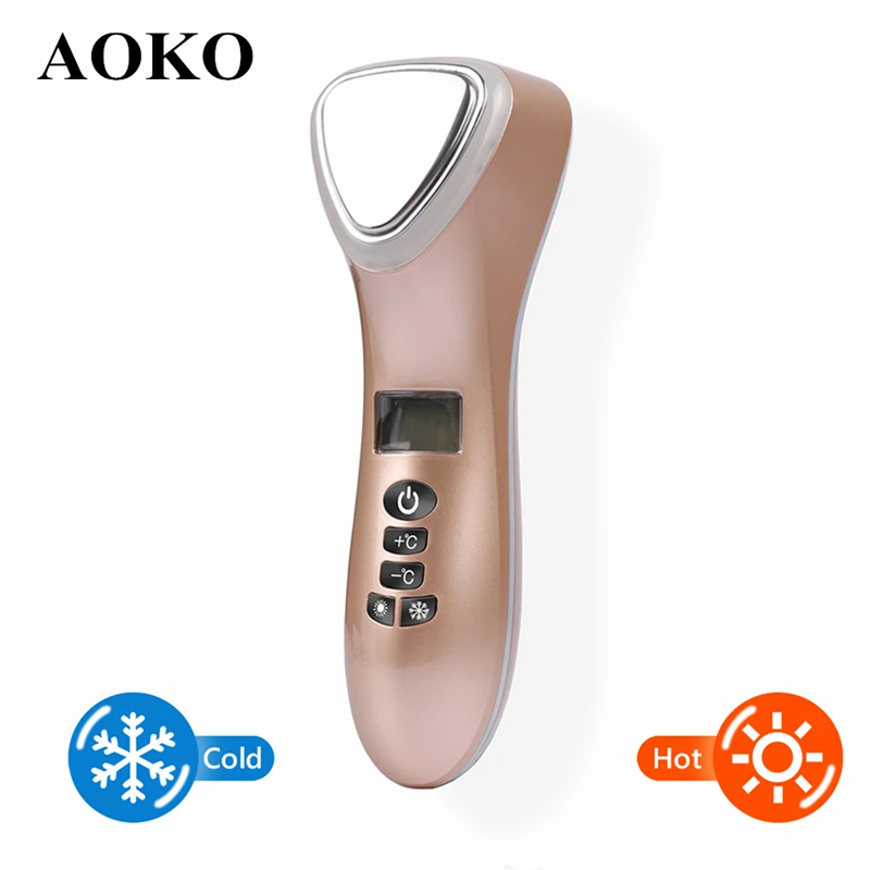 

AOKO Ultrasonic Vibration LED Photon Beauty Machine USB Hot Cold Cryotherapy Beauty Device Face Lifting Massager Face Body Spa