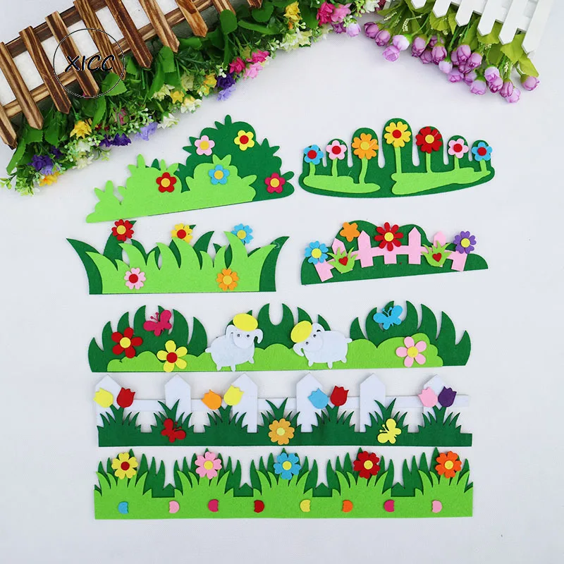 T-N Thicken Nonwoven Felt Package Handmade Nonwoven Flower Fence Grass Kindergarten Blackboard Wall Decoration Stereo Guardrail