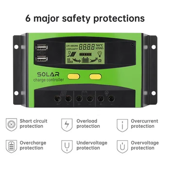 

60A solar controller 12V 24V automatic PWM controller Automatic solar charging controller LCD solar panel photovoltaic regulator