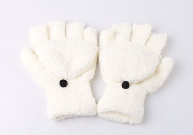 Warm Exposed Finger Mittens Knitted Warm Flip Half Finger Gloves Unisex Plus Thick Male Fingerless Gloves Men Wool #49153