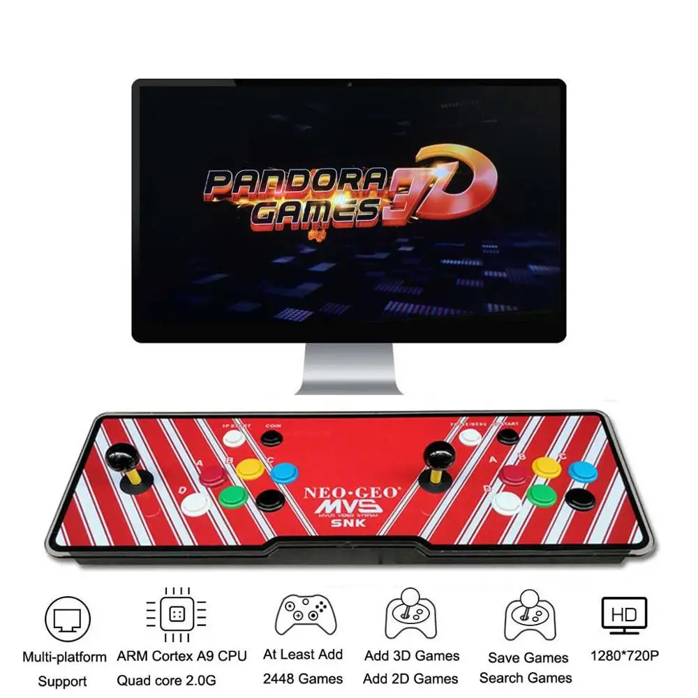 SNK 3D Pandora Games аркадная консоль, 2448 игр, добавить больше игр, поиск/сохранение/скрытие/удаление игр, 1280x720 P, мультиплееры онлайн - Цвет: SNK