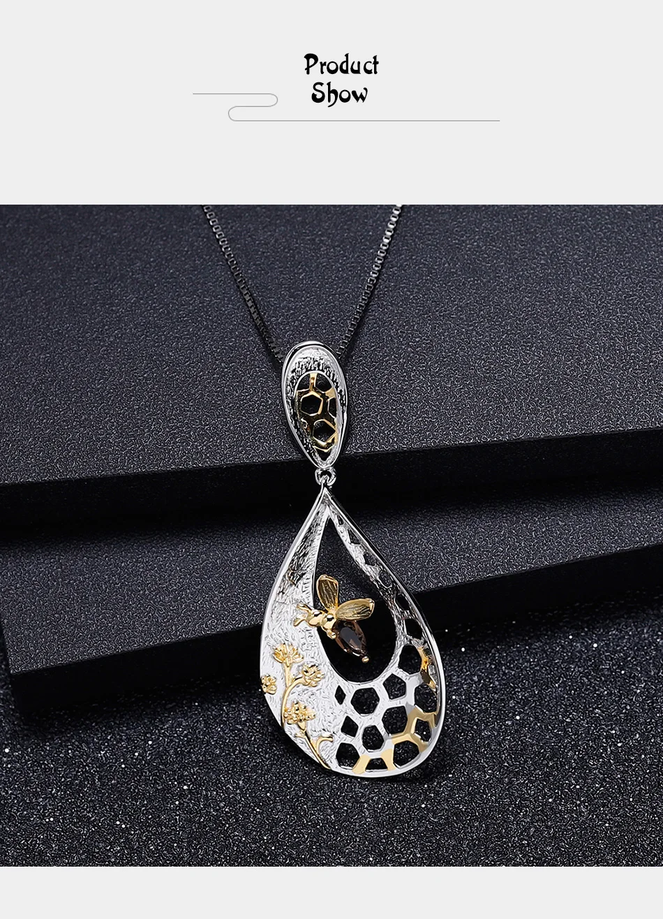 GEM'S балет 0.21Ct Натуральный дымчатый кварц 925 пробы серебро пчелиный мед коллекция драгоценный камень кулон для женщин ювелирные изделия