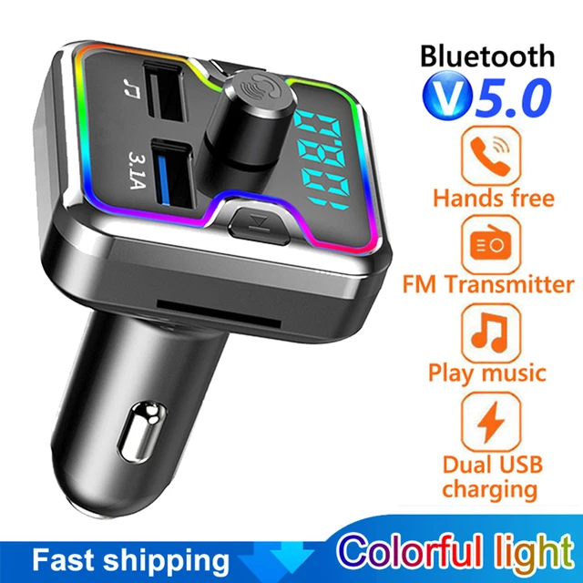 Araç İçi Handsfree FM verici Bluetooth 5.0 araç kiti MP3 modülatör çalar TF  kart USB AUX alıcısı 3.1A çift USB hızlı şarj cihazı - AliExpress