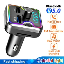 Car Handsfree FM Transmitter Bluetooth 5.0 Car Kit MP3 Modulator Player TF Card USB AUX Receiver 3.1A Dual USB Fast Charger