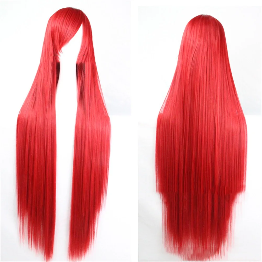 Pageup 100 см длинные прямые парики с челкой термостойкие синтетические волосы для женщин красный коричневый Светлый парик для косплея